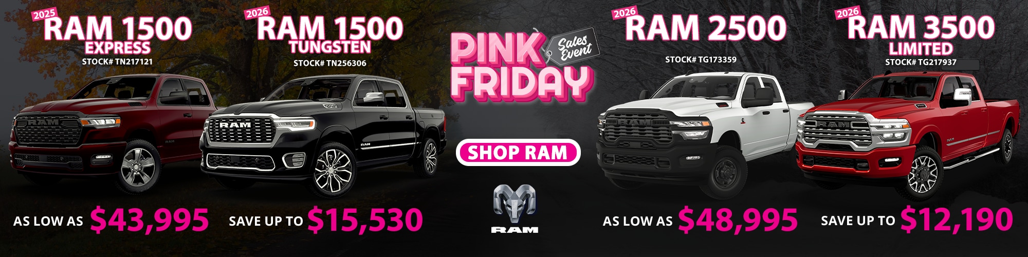 Pink Friday Ram Specials on 1500, 2500, and 3500 Trucks