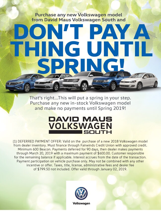No Payments Until 2019 David Maus Volkswagen South