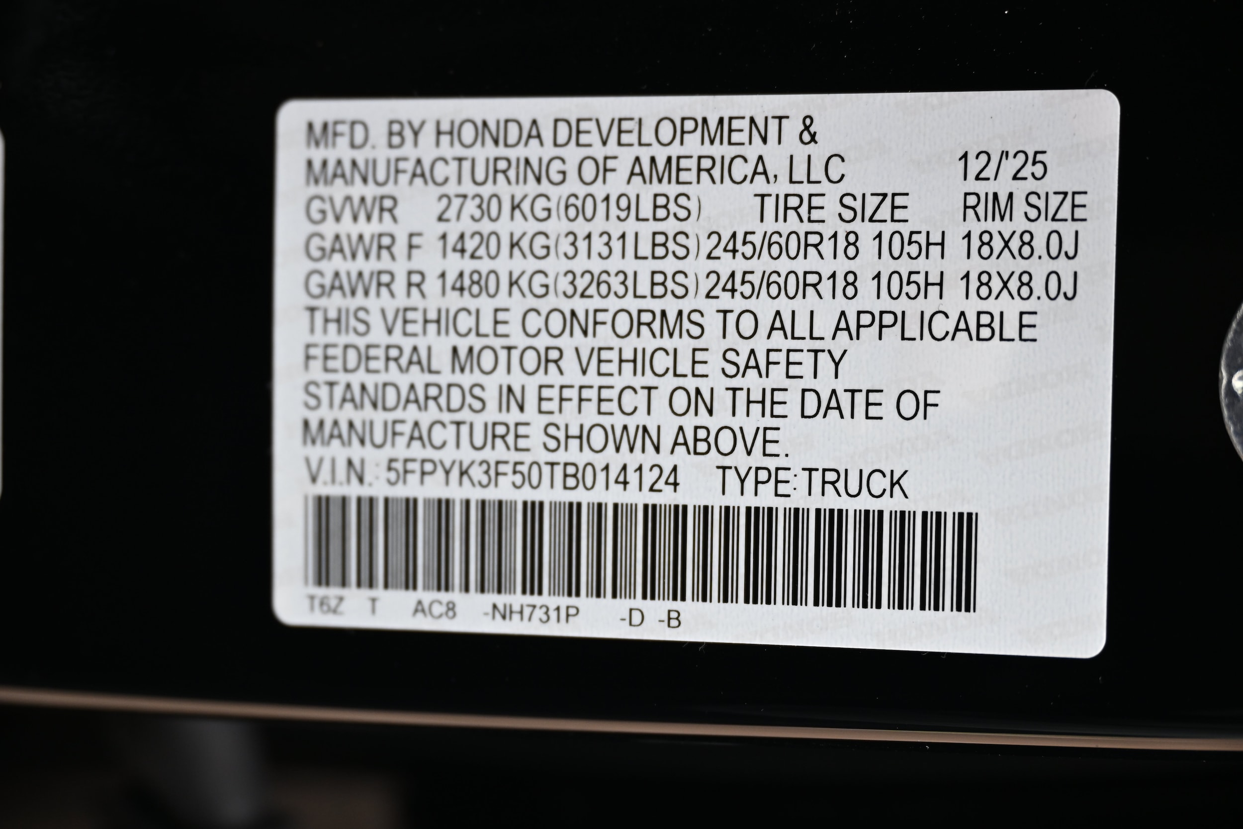 2026 Honda Ridgeline RTL - Photo 18