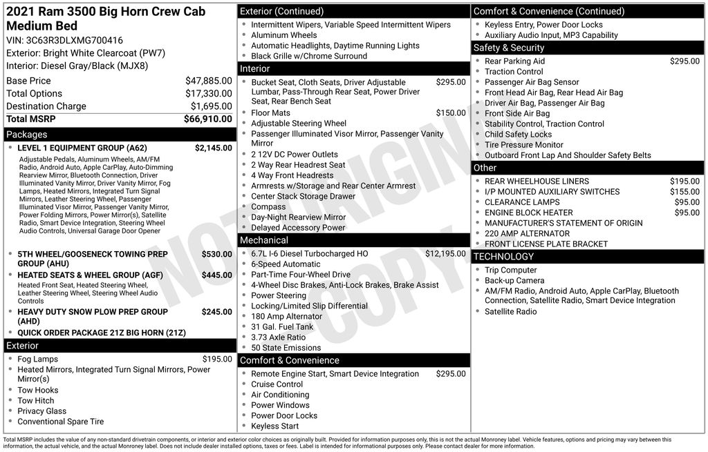 2021 RAM 3500 Big Horn 4X4 Crew Cab SWB's photo
