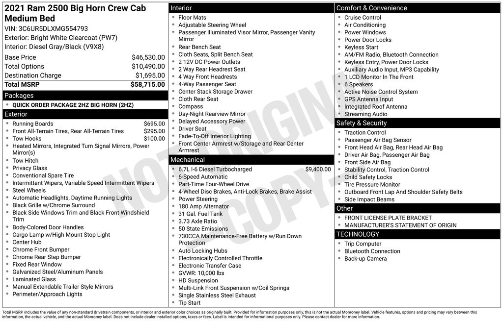 2021 RAM 2500 Big Horn 4X4 Crew Cab SWB's photo