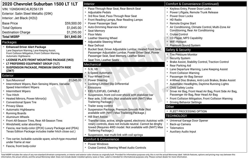 2020 Chevrolet Suburban 4WD 1500 LT's photo