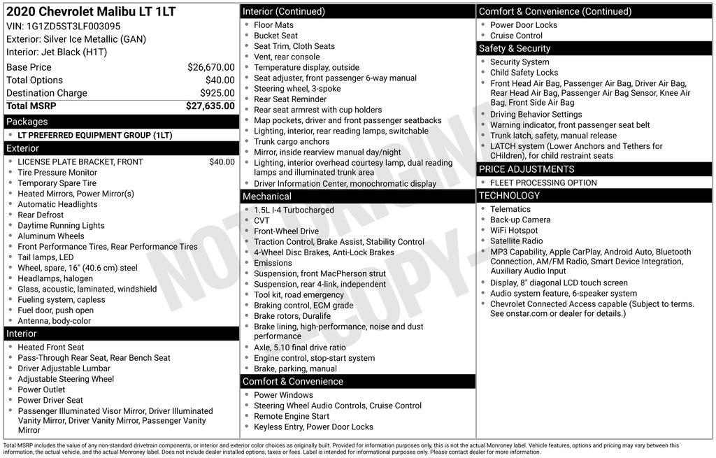 2020 Chevrolet Malibu 1LT