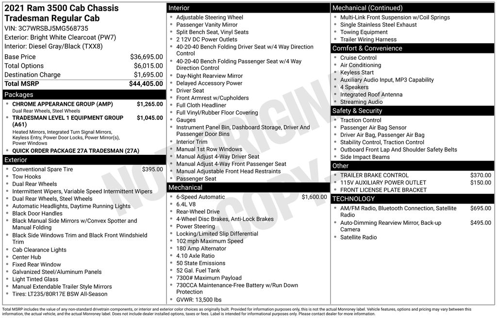 2021 RAM 3500 Tradesman Regular Cab LWB DRW's photo