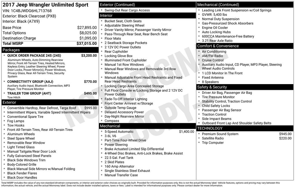 2017 Jeep Wrangler Unlimited Sport S