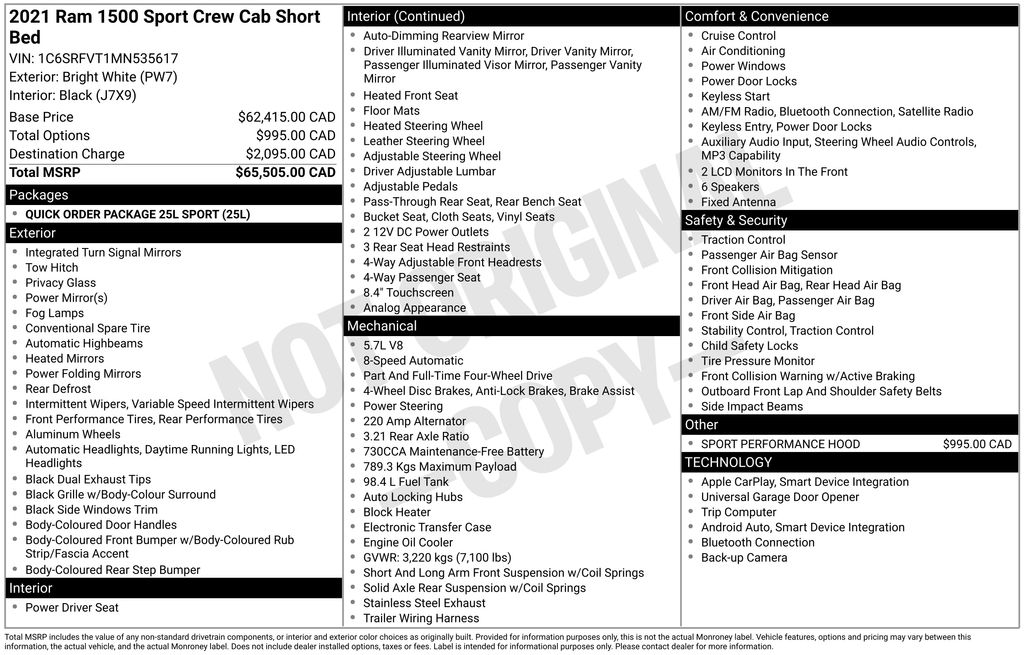 2021 RAM 1500 Sport Crew Cab 4x4 5'7" Box's photo