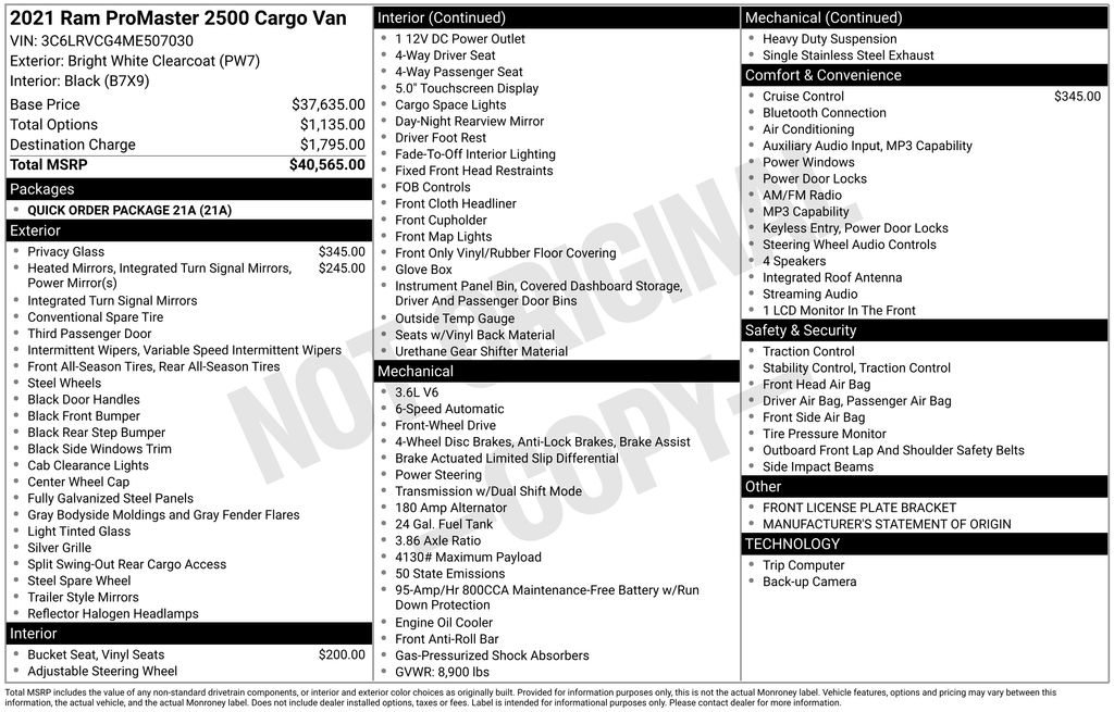2021 RAM ProMaster Cargo Van Base's photo
