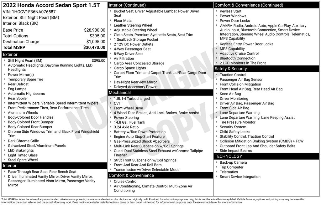 2022 Honda Accord 1.5T Sport CVT's photo