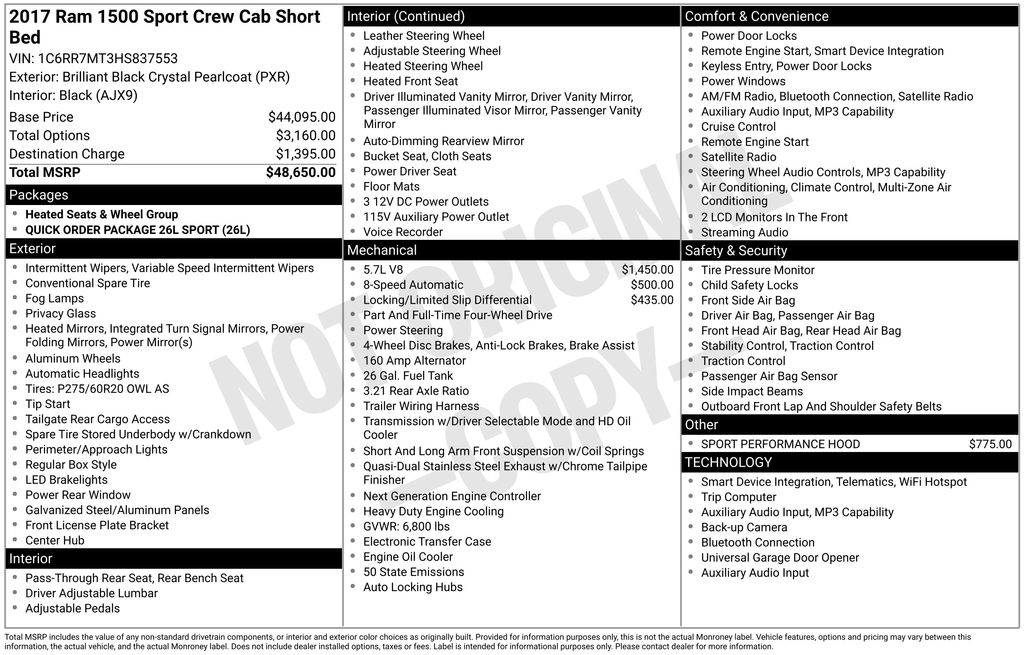 2017 RAM Ram 1500 Pickup Sport