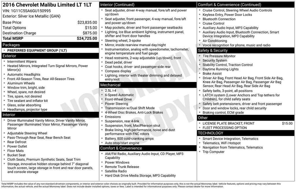 2016 Chevrolet Malibu 1LT's photo