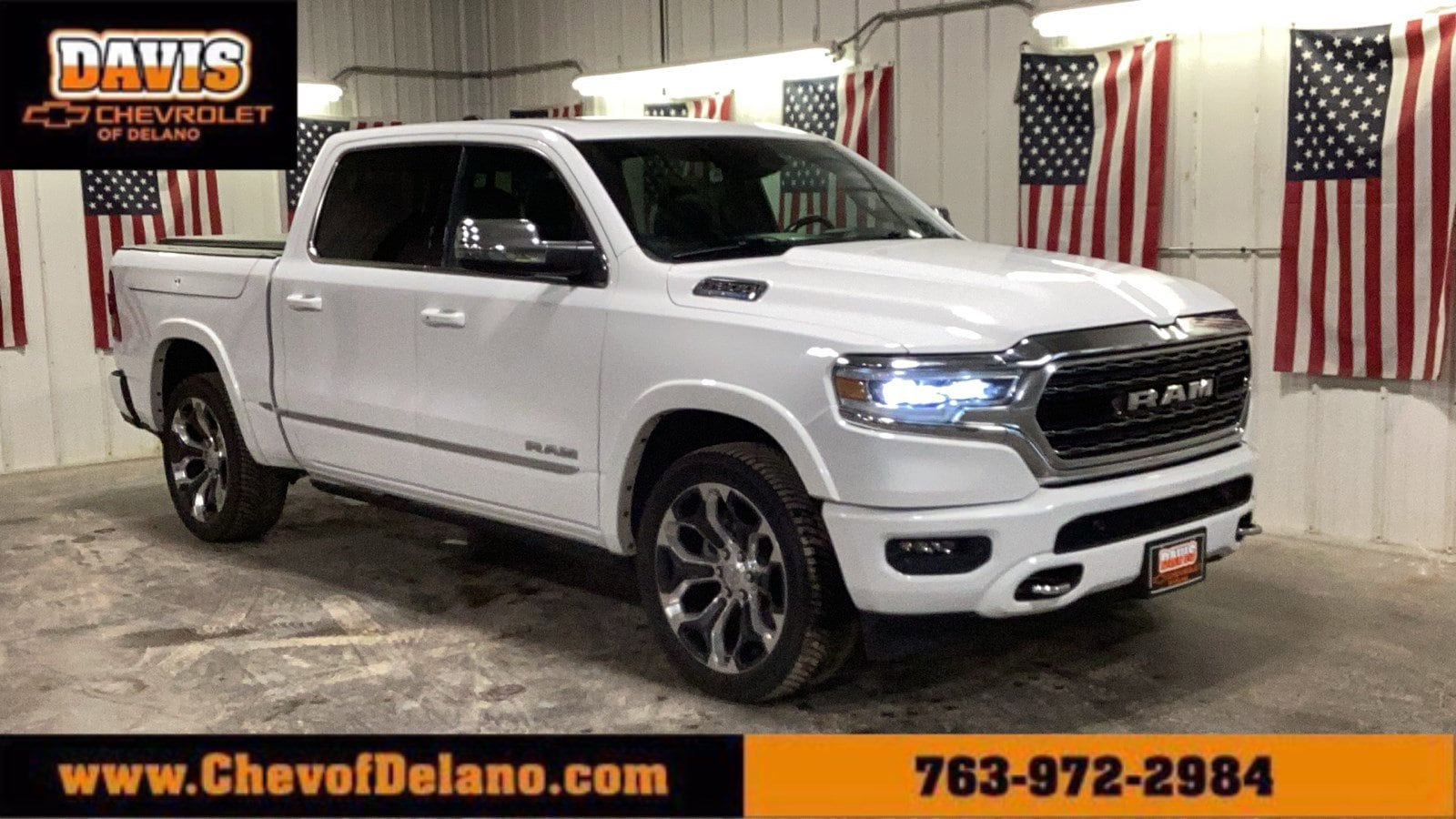 White 2023 RAM 1500 Limited Crew Cab 4WD Pickup Truck Four-Wheel Drive Automatic