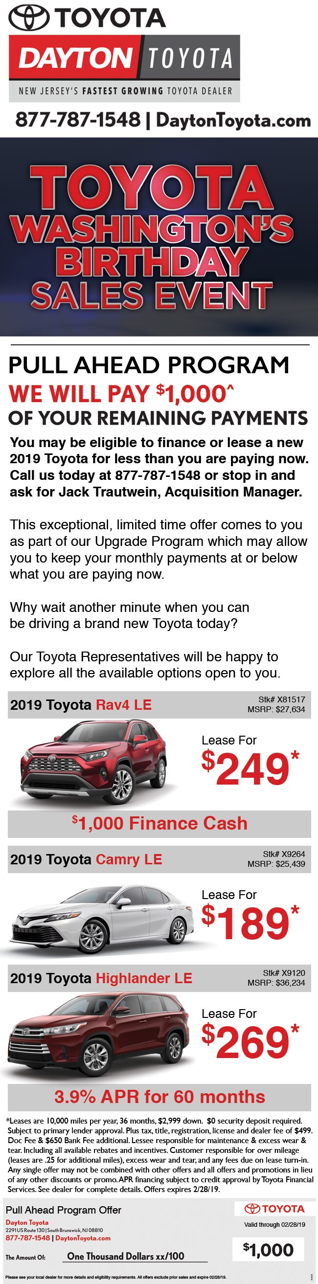 Pull Ahead Offer | Dayton Toyota