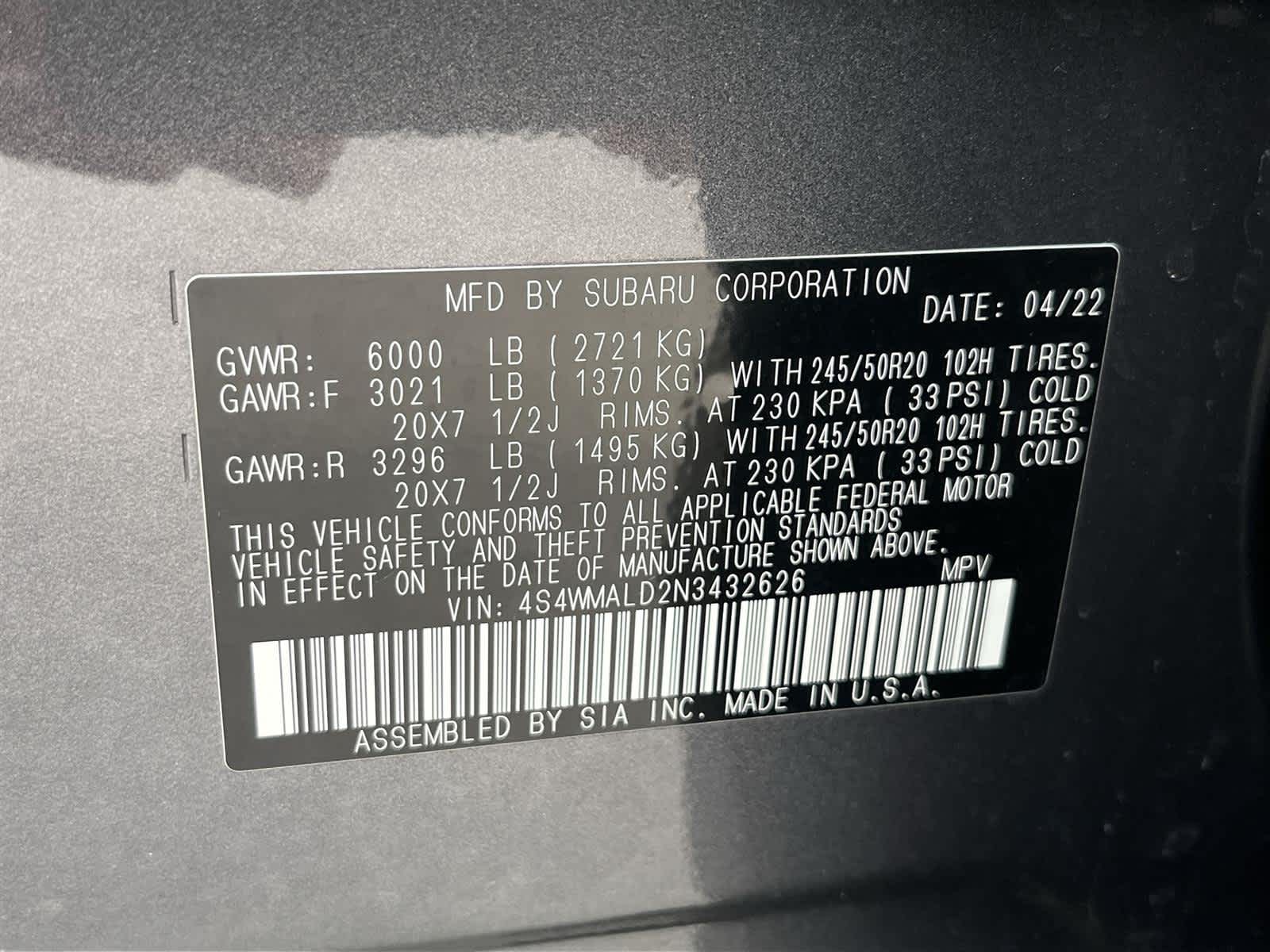 2022 Subaru Ascent Limited 36