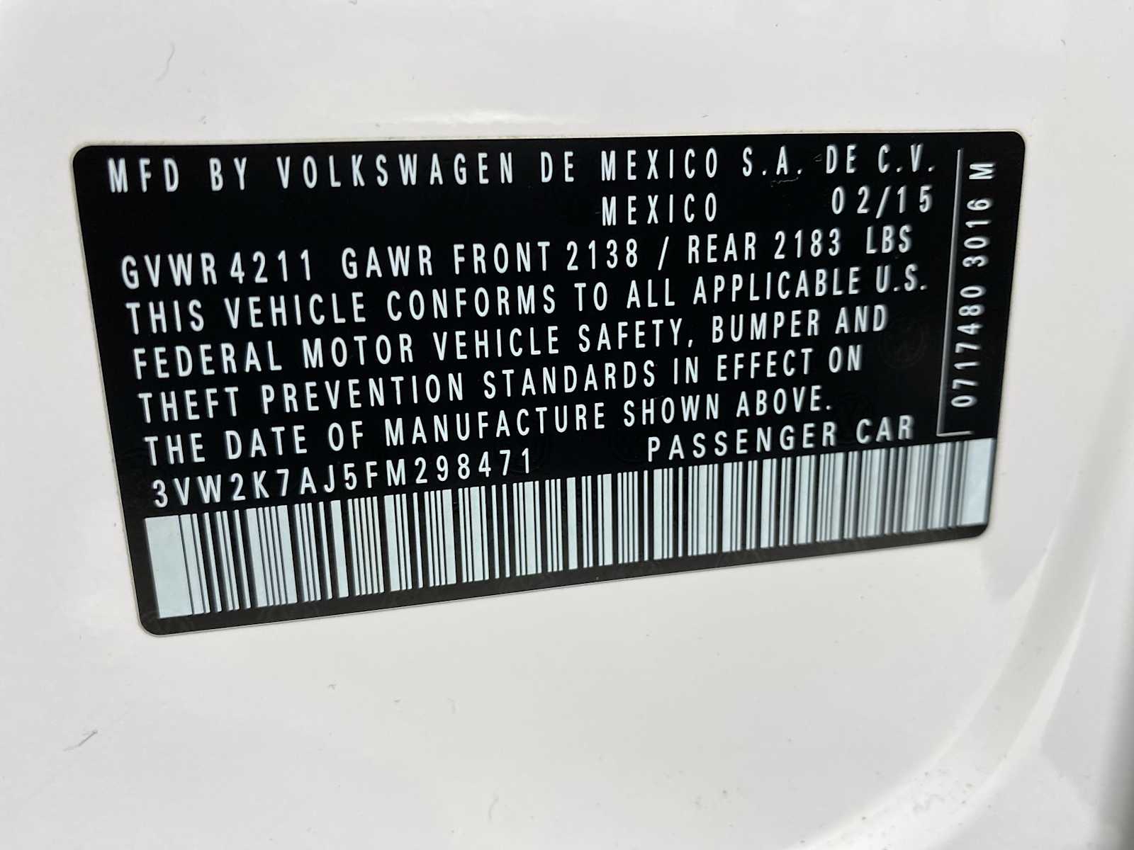 2015 Volkswagen Jetta S 20