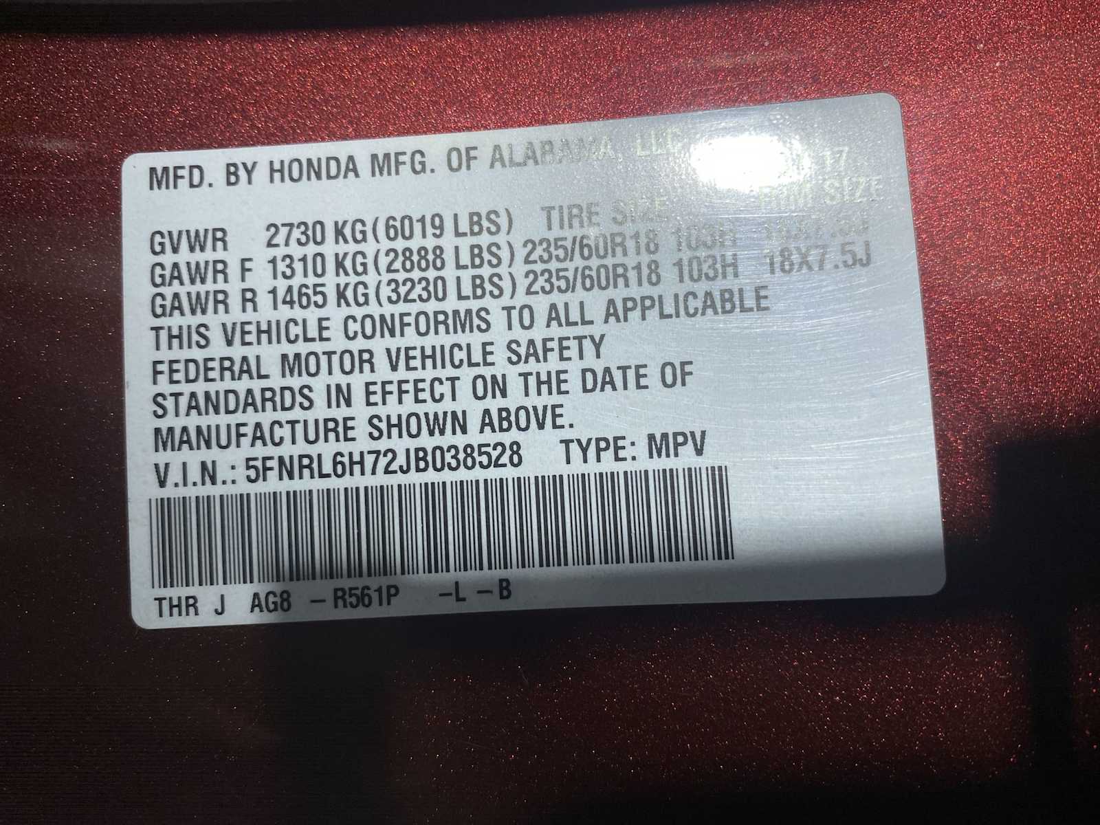 Thumbnail: 2018 Honda Odyssey - 20