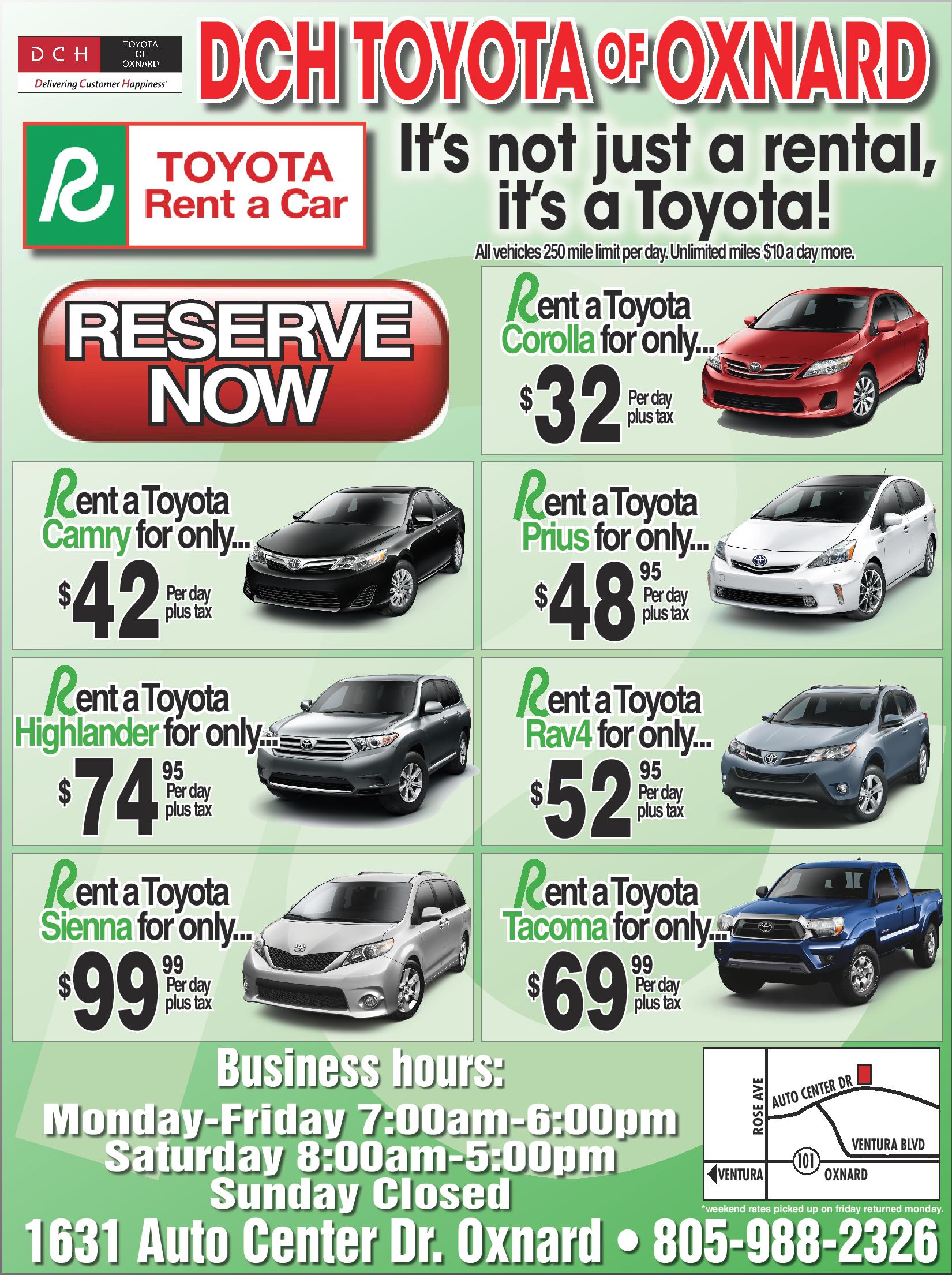 Oxnard Toyota Car Rental DCH Toyota of Oxnard Rental Oxnard Toyota Car Rental DCH Toyota of Oxnard Rental