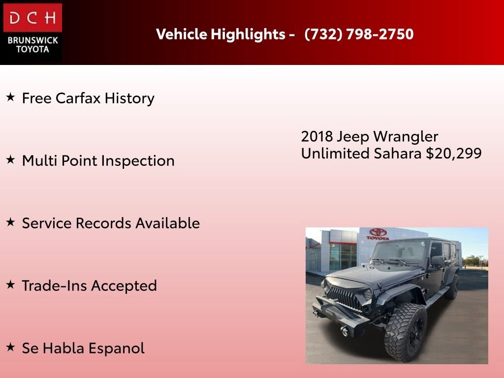 Used 2018 Jeep Wrangler JK Unlimited Sahara 4x4 SUV