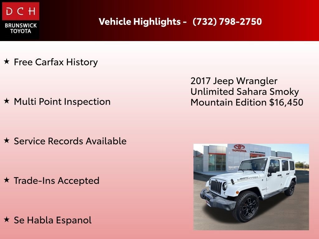 Used 2017 Jeep Wrangler JK Unlimited Sahara 4x4 SUV