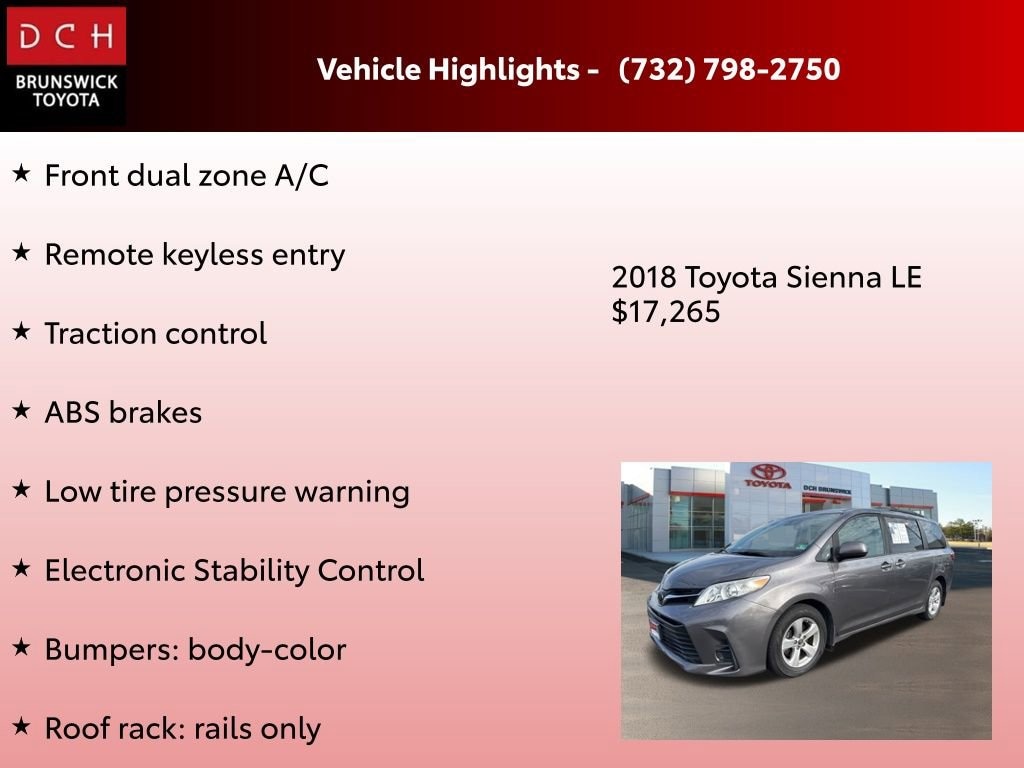 Used 2018 Toyota Sienna L 7 Passenger Van Passenger Van