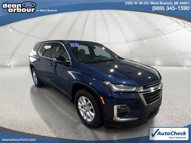 Used 2022 Chevrolet Traverse LS with VIN 1GNERFKW9NJ117066 for sale in West Branch, MI
