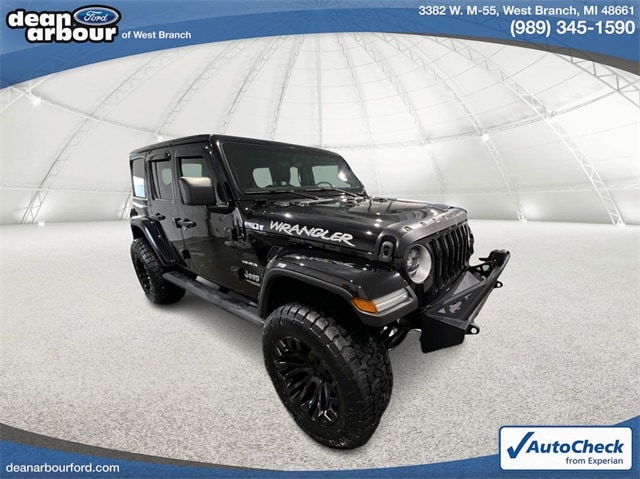 Used 2021 Jeep Wrangler Unlimited Sahara with VIN 1C4HJXEG3MW517357 for sale in West Branch, MI