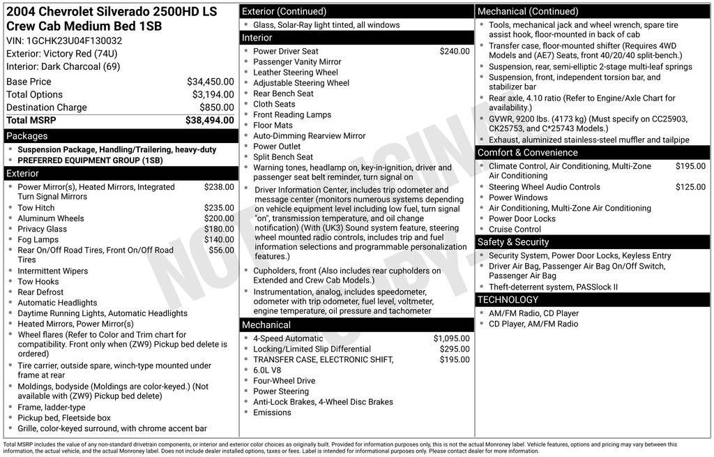 Used 2004 Chevrolet Silverado 2500HD LS Truck