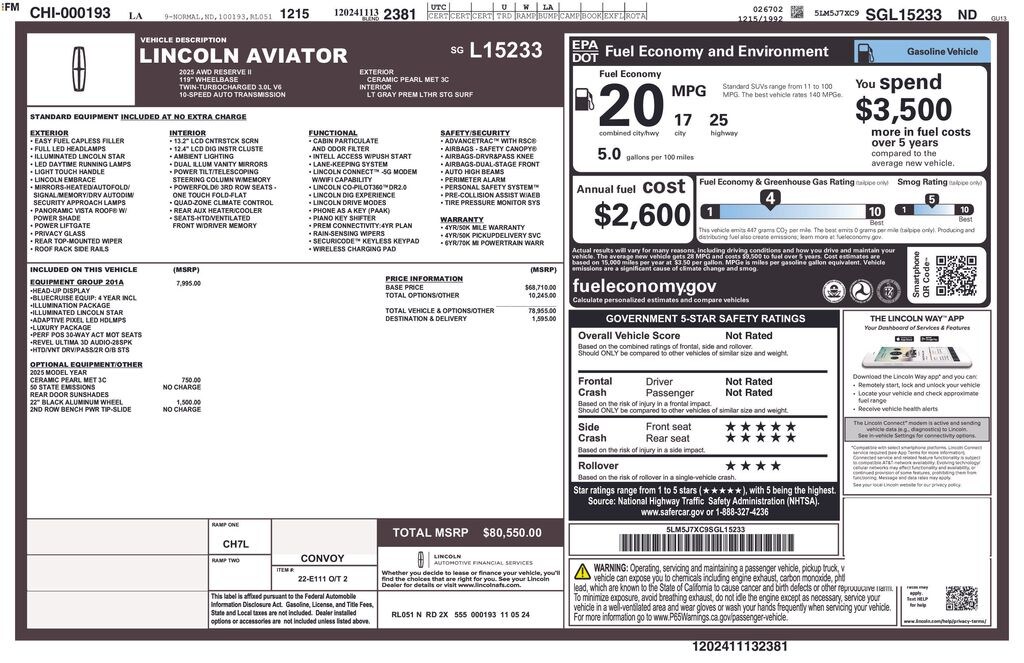 Used 2025 Lincoln Aviator Reserve SUV