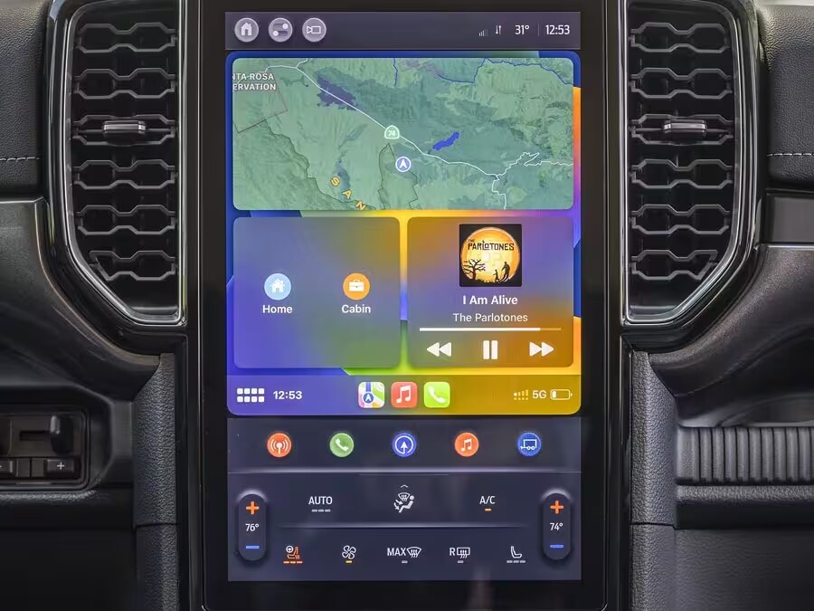 Ford Ranger infotainment screen