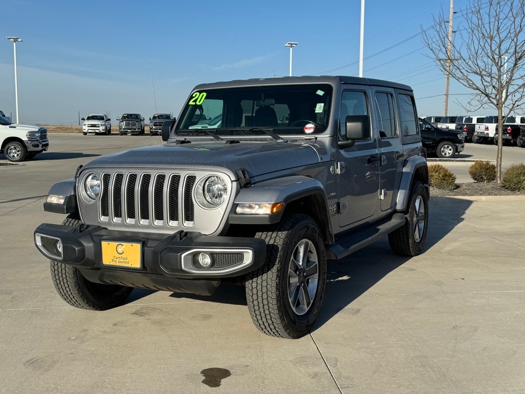 Certified 2020 Jeep Wrangler Unlimited Sahara with VIN 1C4HJXEN9LW197877 for sale in Waukee, IA