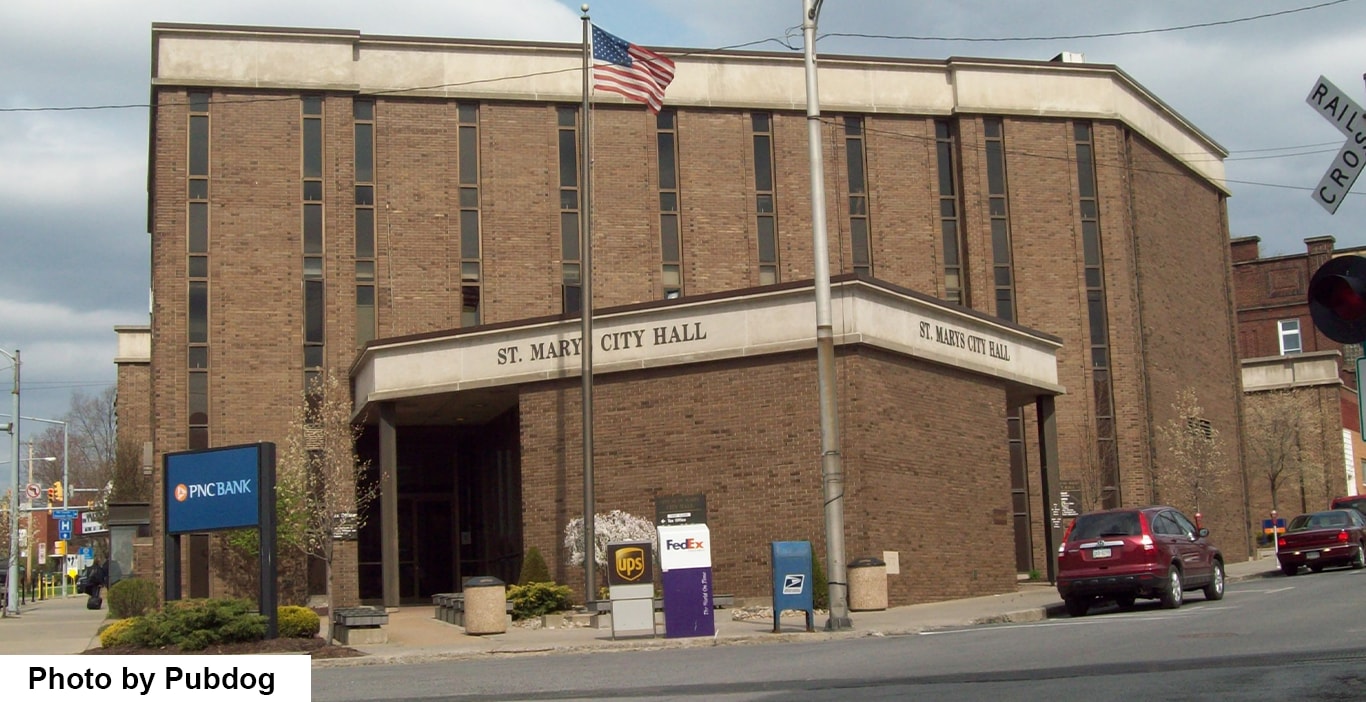 Chrysler Dodge Jeep Ram Dealer Near St Marys | Photo of St Marys City Hall building taken by Pubdog