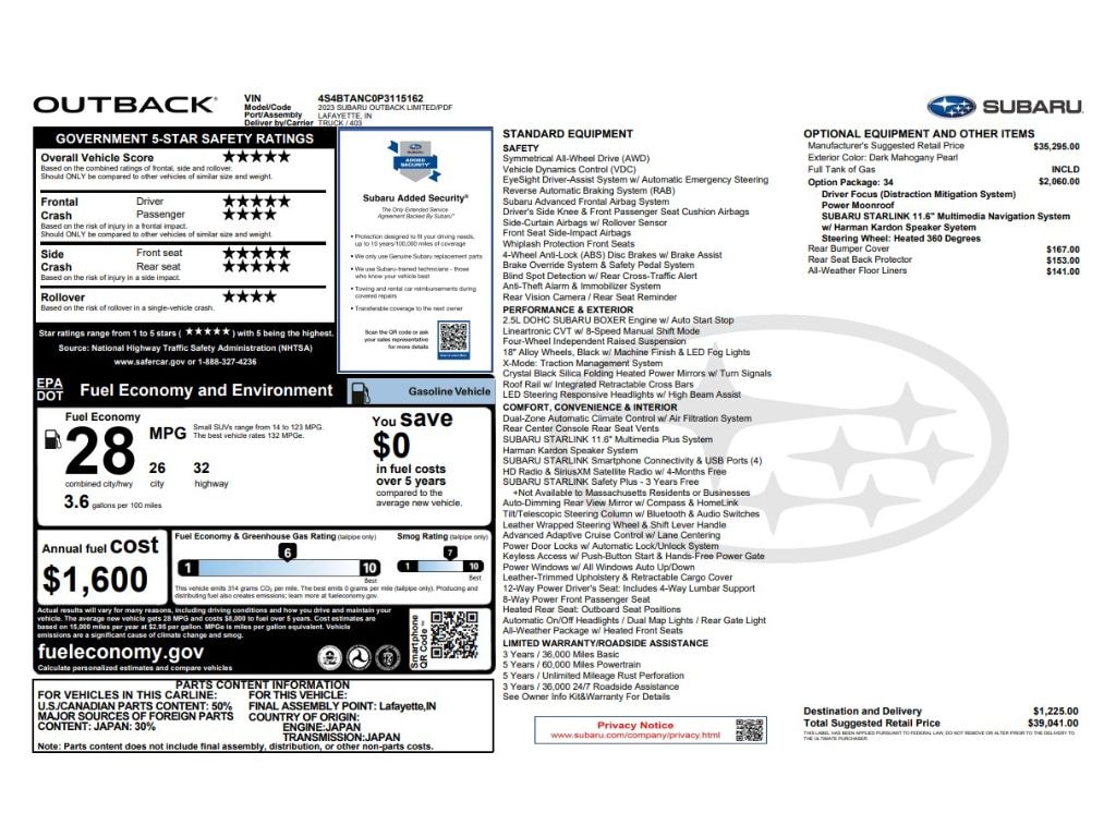 Used 2023 Subaru Outback Limited SUV