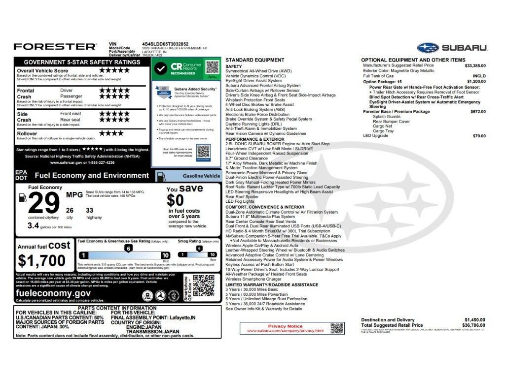 Used 2026 Subaru Forester Premium SUV