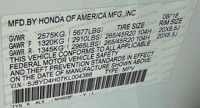 Used 2019 White Diamond Pearl Acura 3.5L Tech & A-Spec Pkgs image 35