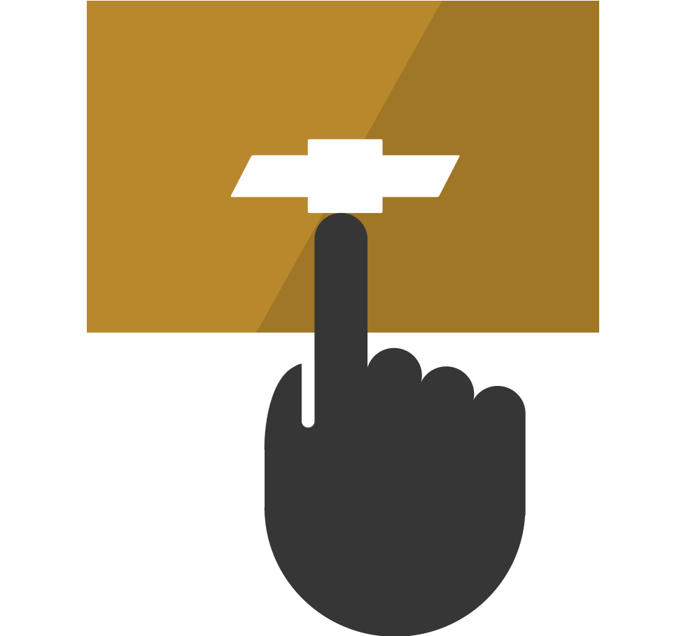 Icon of a hand clicking on a Chevrolet Logo