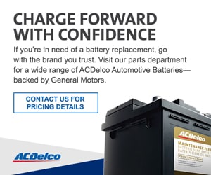 Charge forward with confidence. If you're in need of a battery replacement, go with the brand you trust. Visit our parts department for a wide range of ACDelco Automotive Batteries - backed by General Motors. Contact us for pricing details.