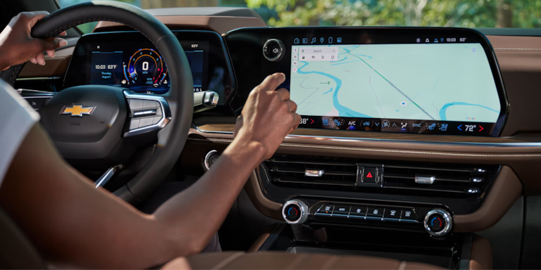 Chevrolet Tahoe interior with large display