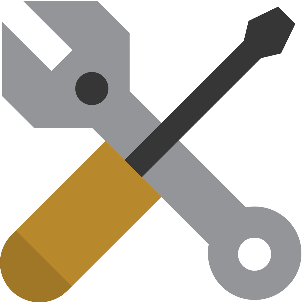 A wrench and screwdriver that intersect to make an x.