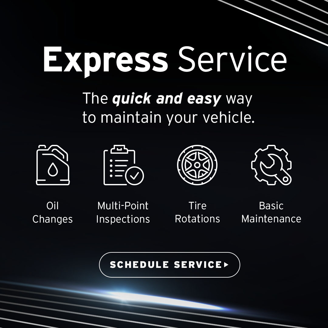 Infographic highlighting AutoNation Express Service with text saying: The quick and easy way to maintain your vehicle.