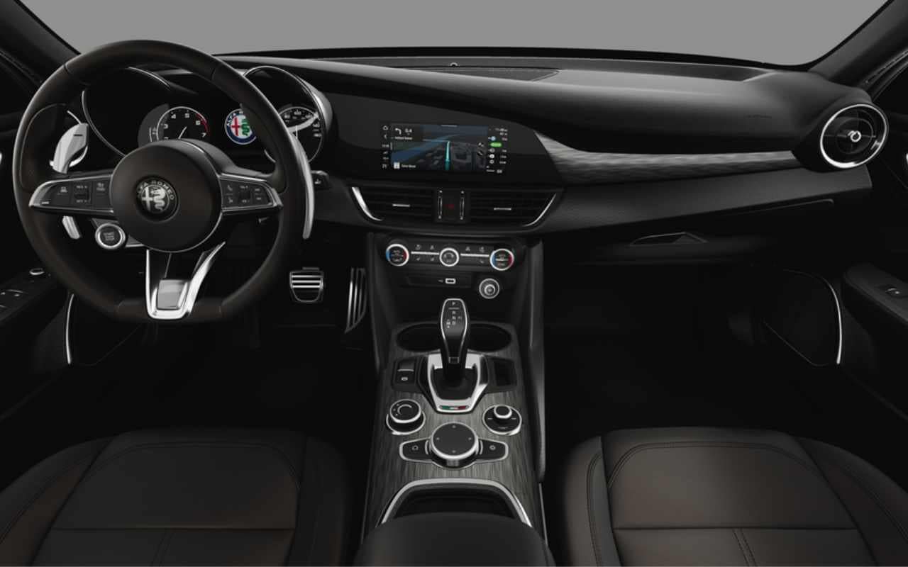 cockpit and dashboard view of a 2023 Alfa Romeo Giulia