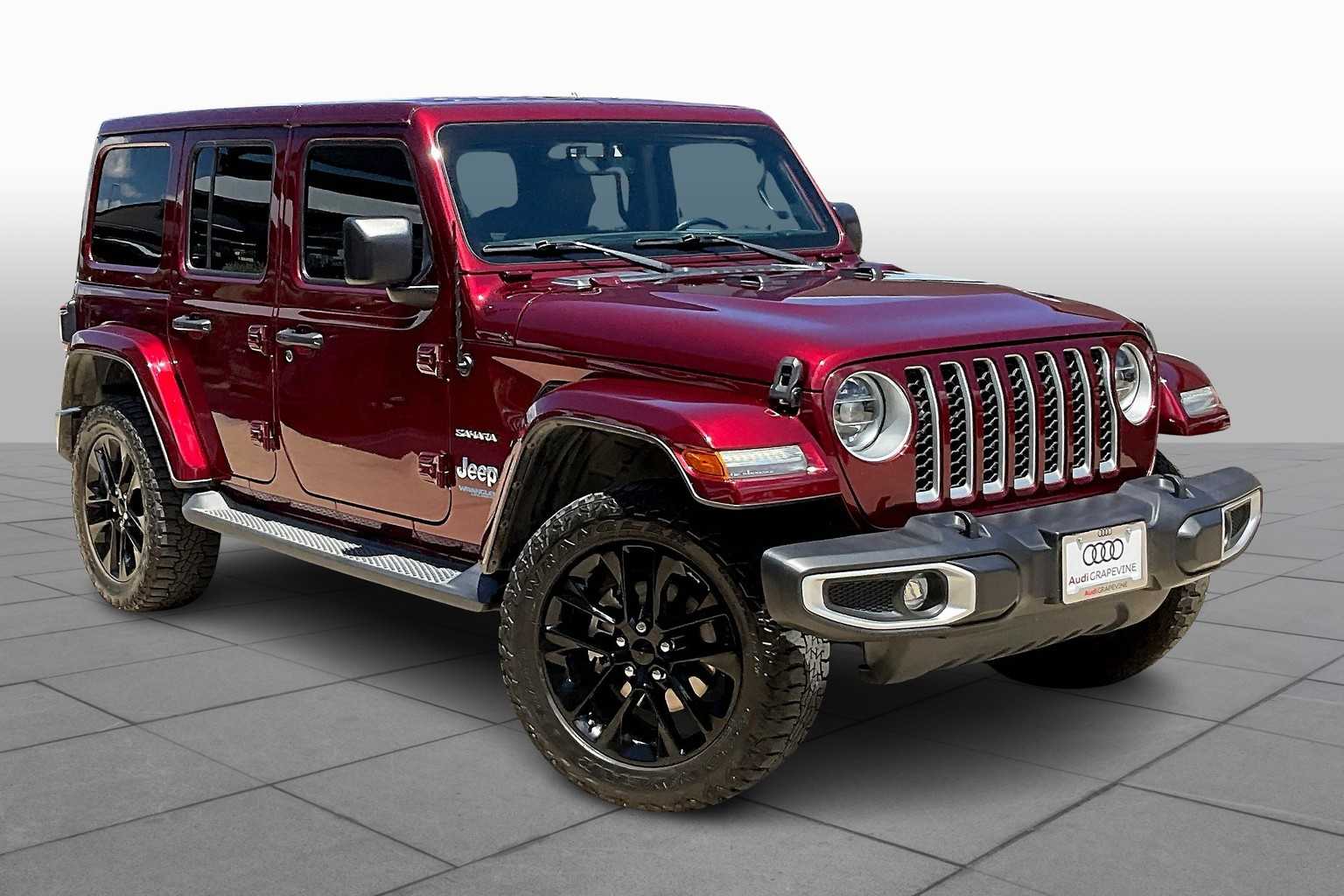 Used 2021 Jeep Wrangler Unlimited Sahara 4XE with VIN 1C4JJXP6XMW644113 for sale in Benbrook, TX