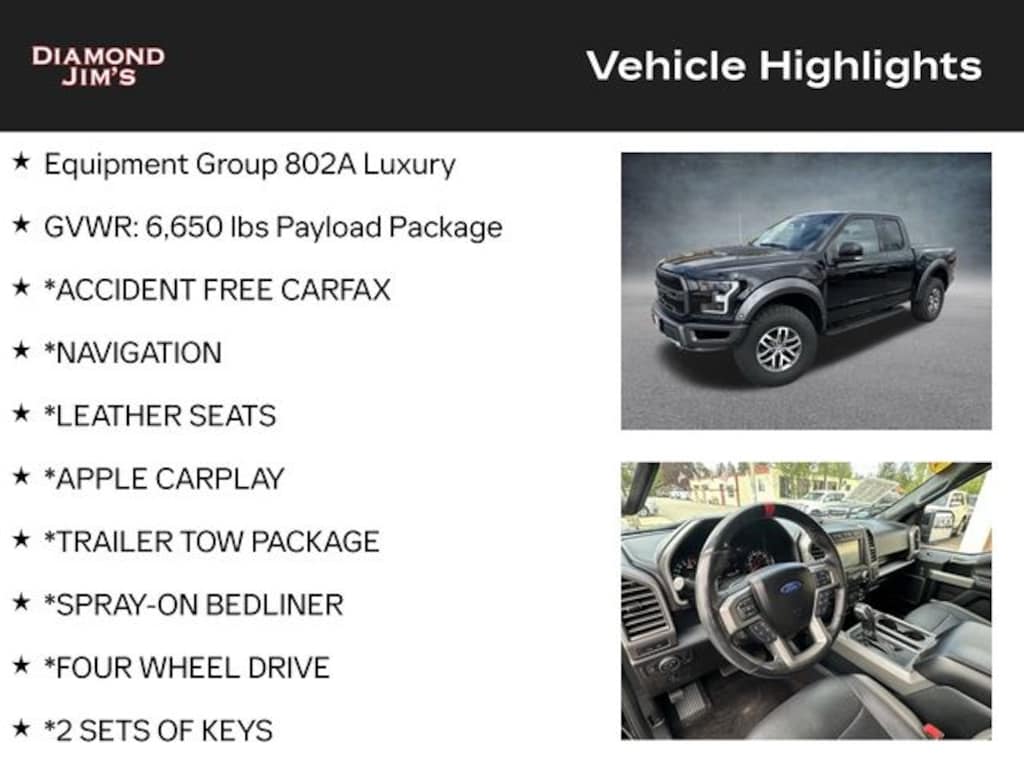 Used 2018 Ford F-150 Raptor Truck SuperCab Styleside