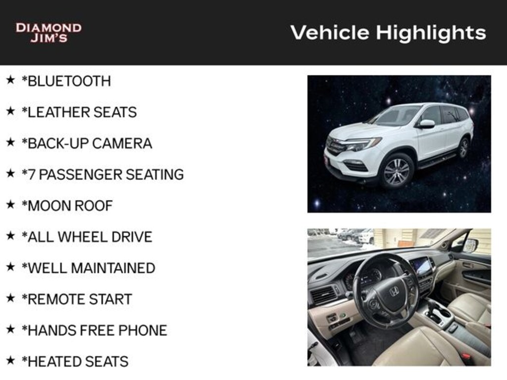 Used 2016 Honda Pilot EX-L w/Honda Sensing AWD SUV