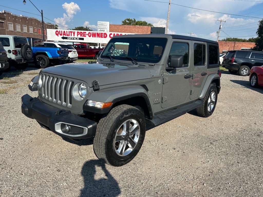 Used 2020 Jeep Wrangler Unlimited Sahara with VIN 1C4HJXEN4LW281122 for sale in Okmulgee, OK