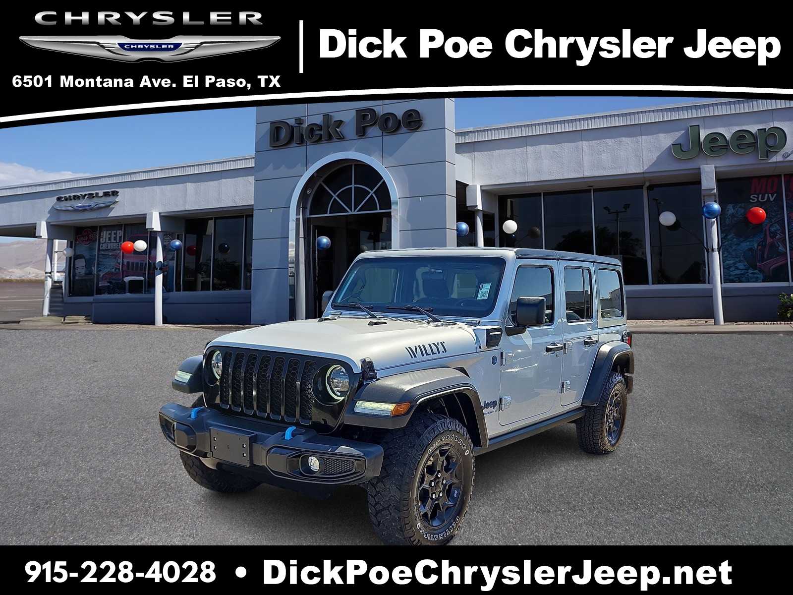 Used 2023 Jeep Wrangler 4xe Willys 4XE with VIN 1C4JJXN66PW629163 for sale in El Paso, TX