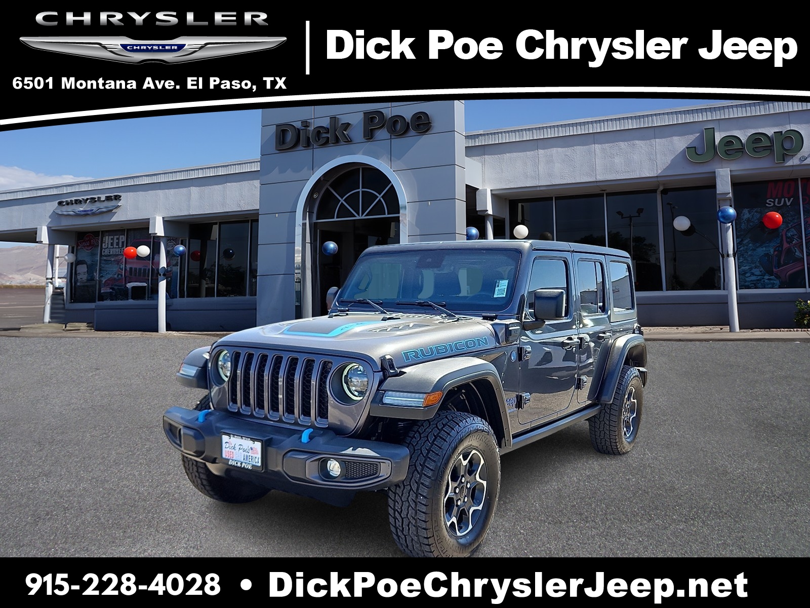 Used 2023 Jeep Wrangler 4xe Rubicon 4XE with VIN 1C4JJXR66PW698591 for sale in El Paso, TX