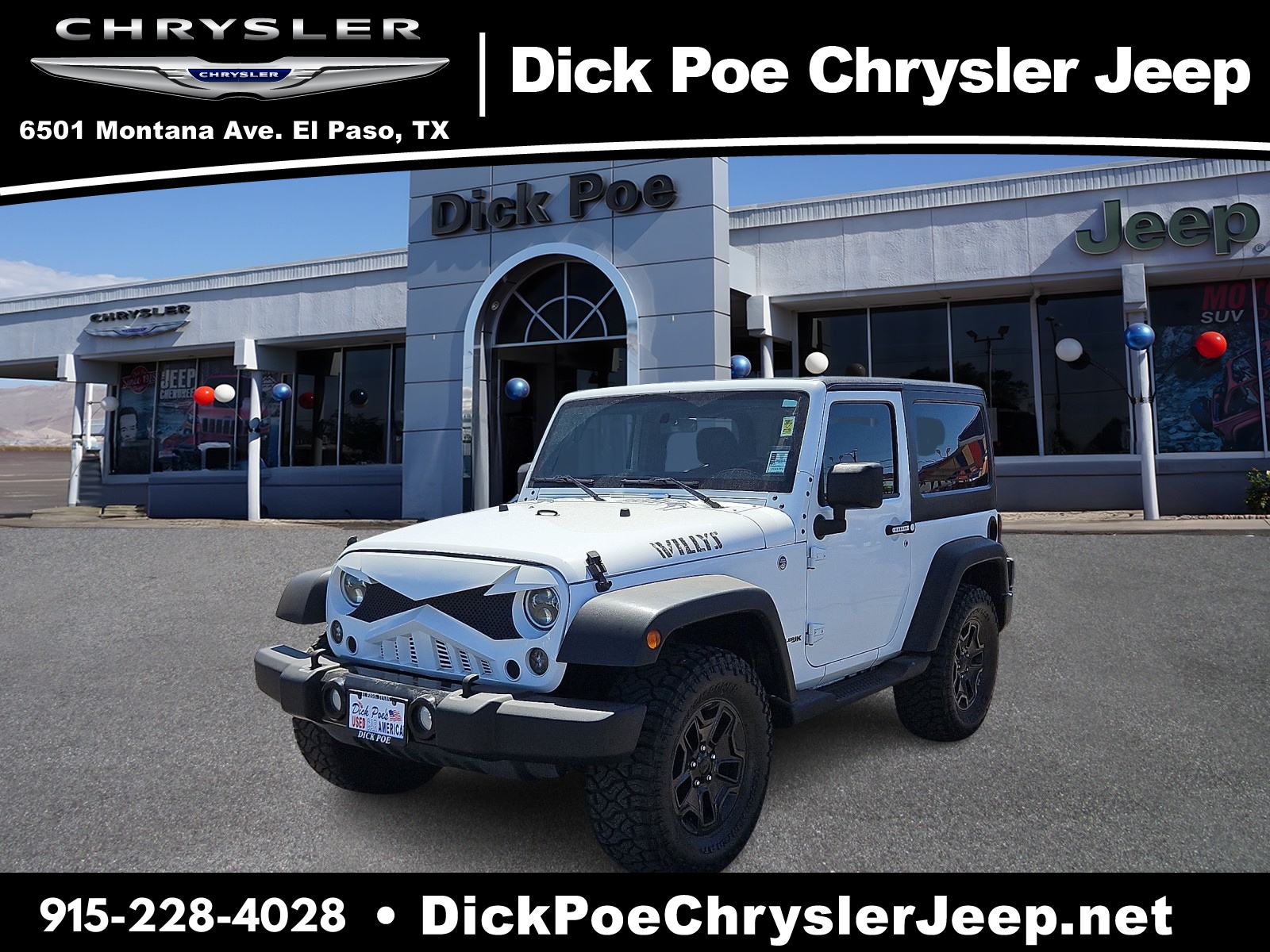 Used 2018 Jeep Wrangler JK Willys Wheeler with VIN 1C4AJWAG3JL860829 for sale in El Paso, TX