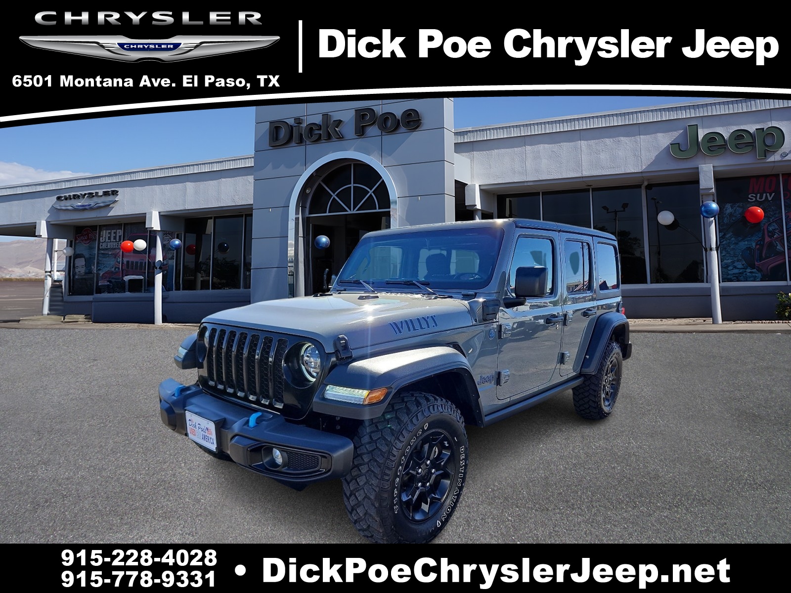 Used 2023 Jeep Wrangler 4xe Willys 4XE with VIN 1C4JJXN67PW661314 for sale in El Paso, TX