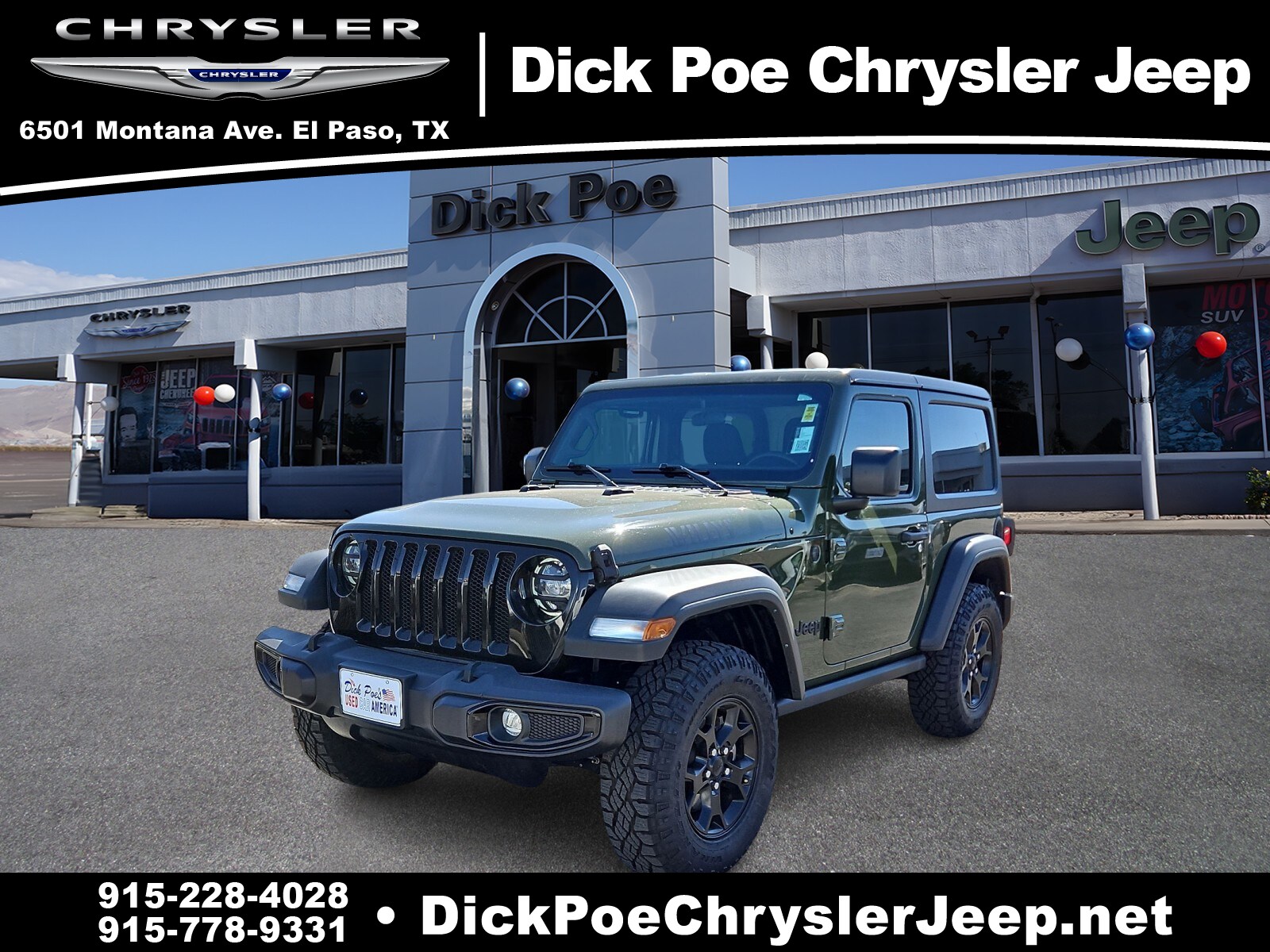 Used 2021 Jeep Wrangler Willys with VIN 1C4GJXAN2MW648439 for sale in El Paso, TX