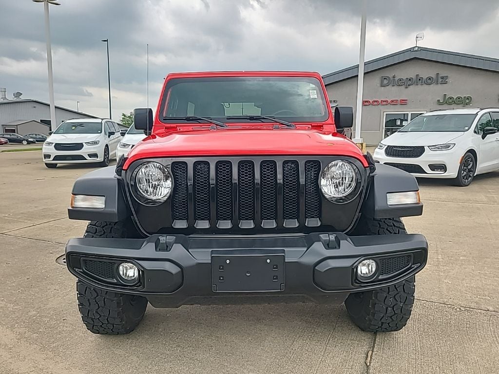 Certified 2021 Jeep Wrangler Unlimited Willys Sport with VIN 1C4HJXDGXMW821447 for sale in Paris, IL
