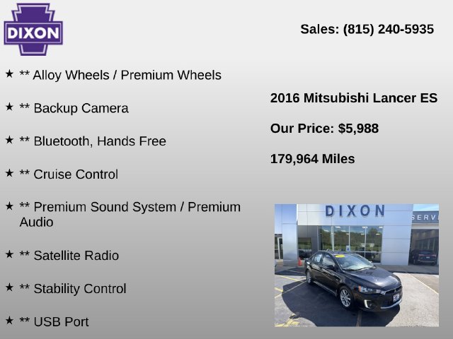 Used 2016 Mitsubishi Lancer ES Sedan